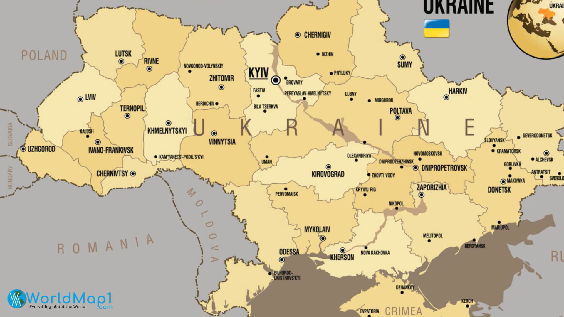 Kiev Bölgeler Haritası ve Ukrayna